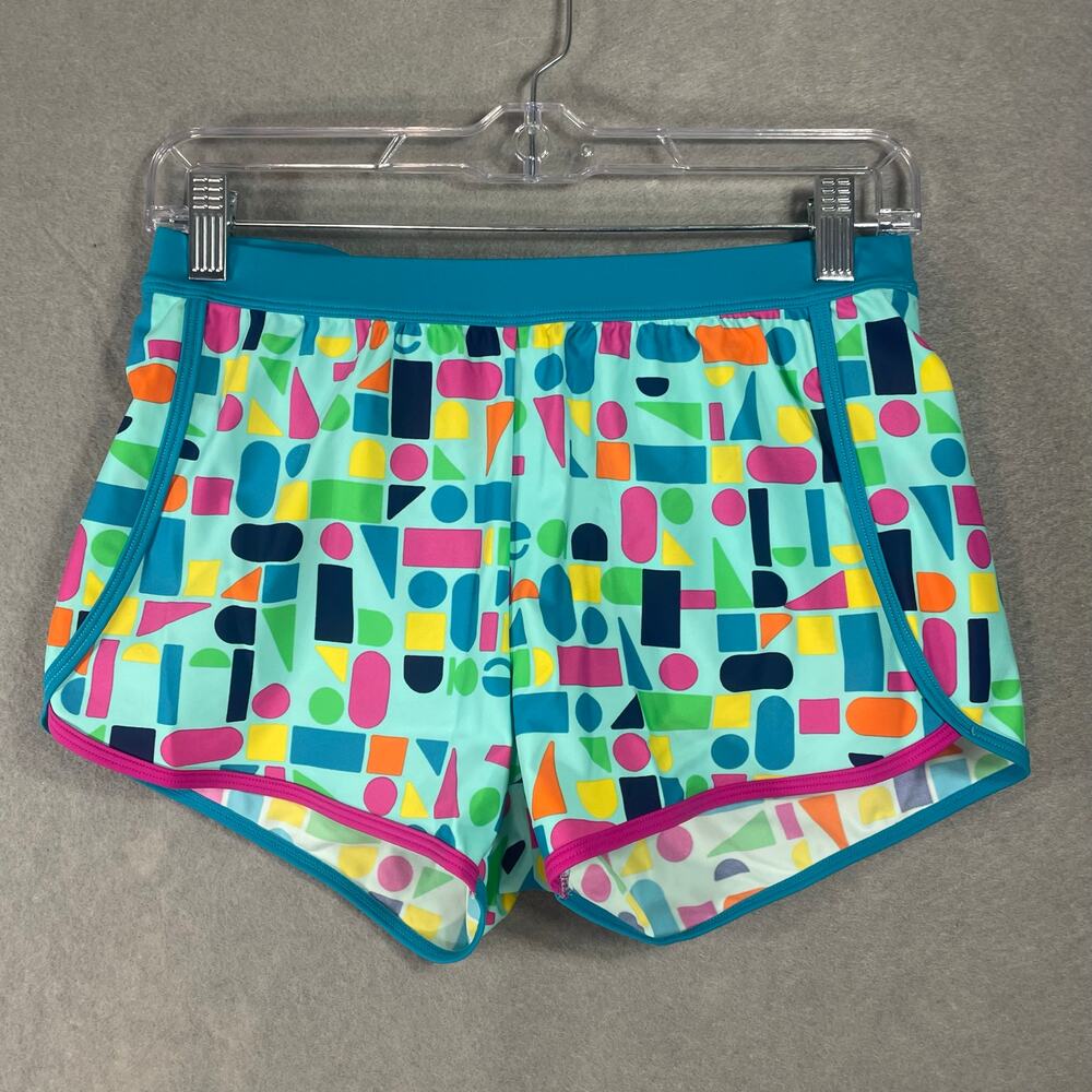 LL Bean Girls Swim Shorts Size 16 UPF 50 Colorful Geometric Print Beach